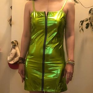 Green Women Zipped Up Mini Club Party Bodycon Cocktail Clubwear Dress